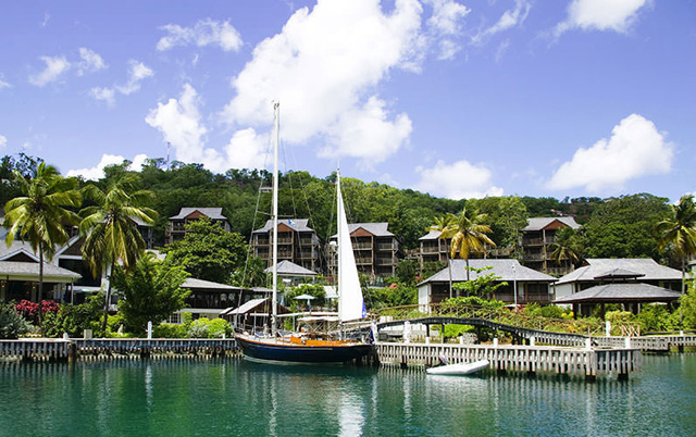 The resort's lagoon is often filled with luxurious megayachts and sailing boats